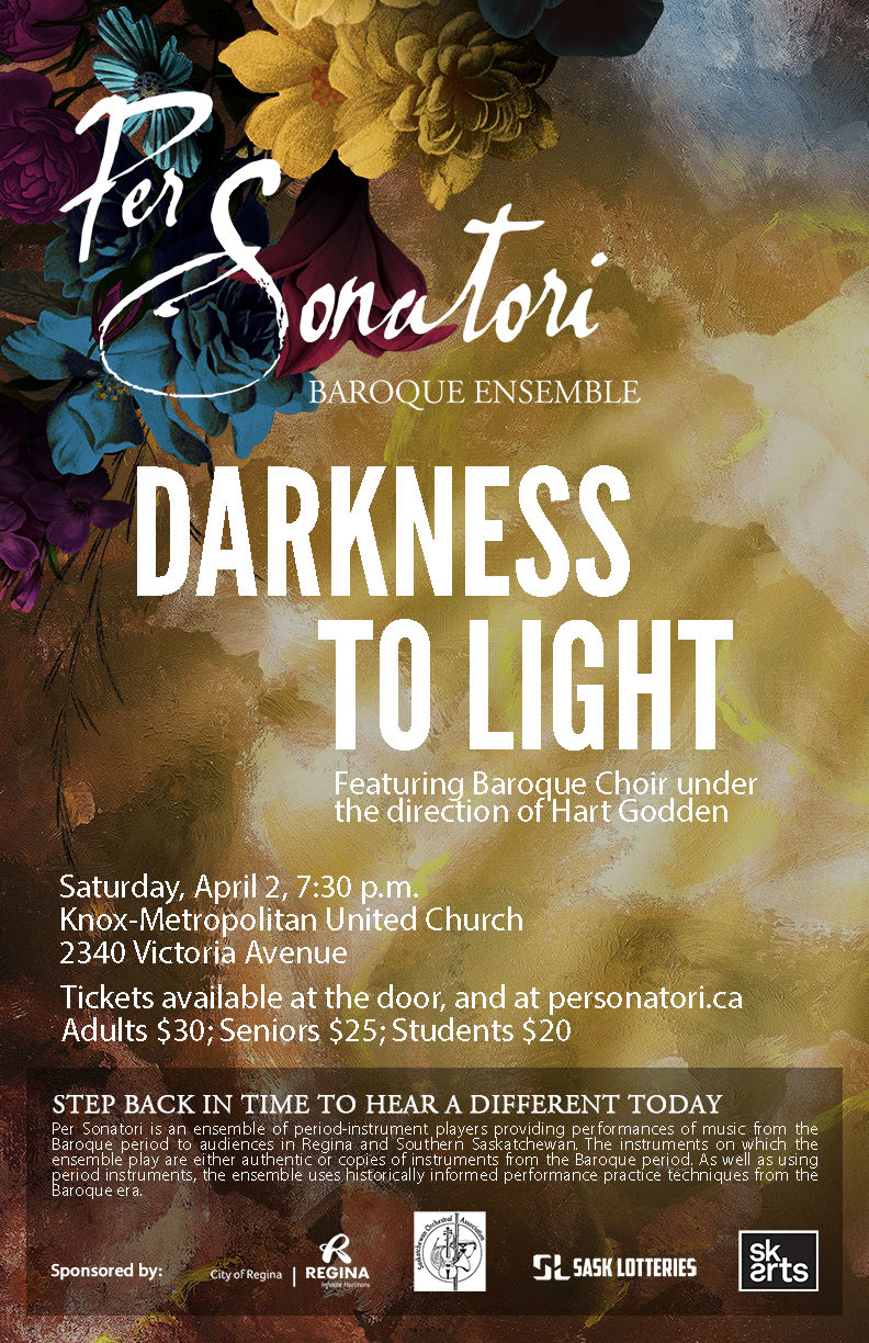 Per Sonatori: Darkness To Light<br/><span style='font-size:x-large;'>featuring Halcyon Baroque Choir</span>